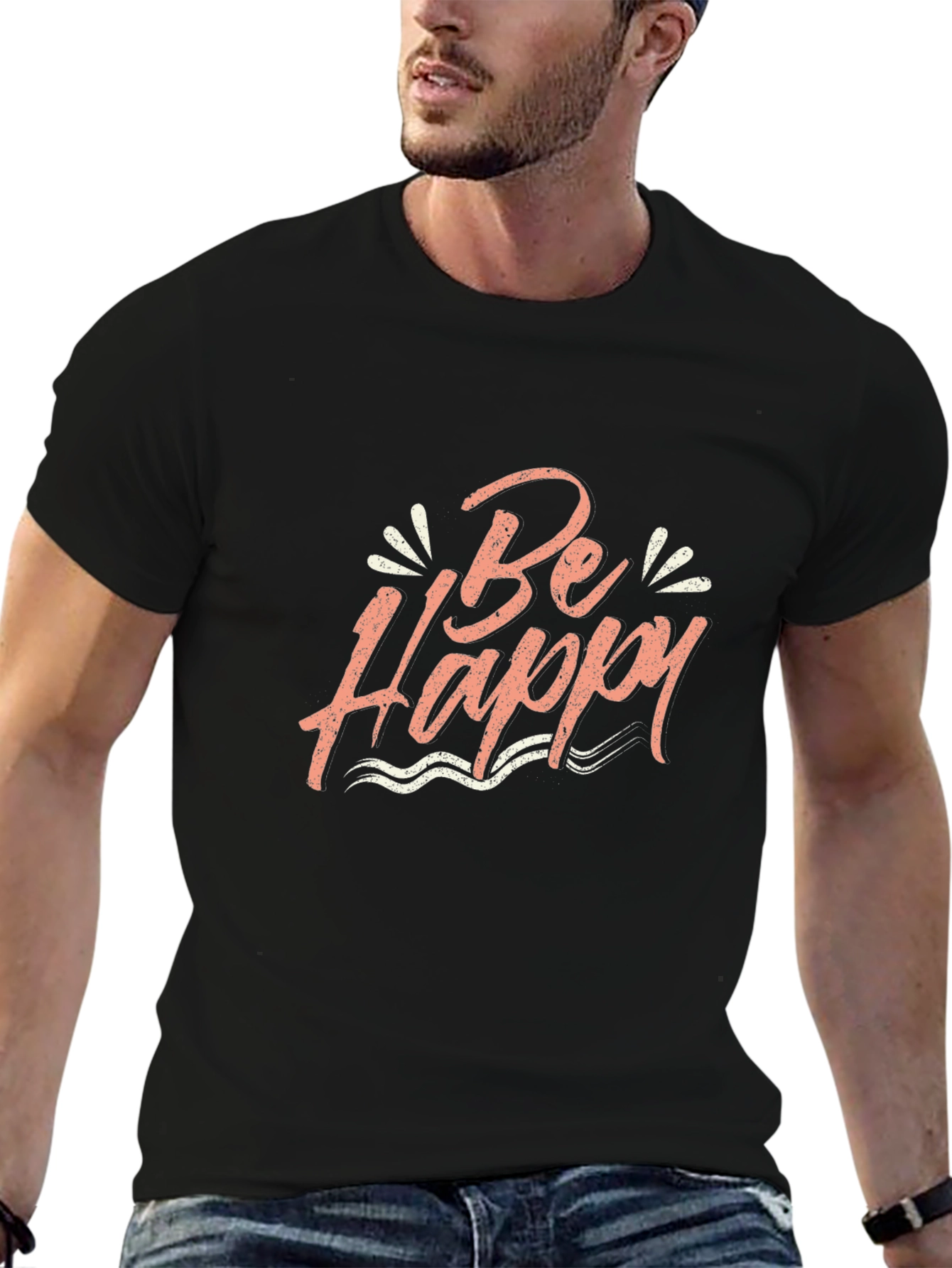 Be Happy Graphic T-Shirt - Black