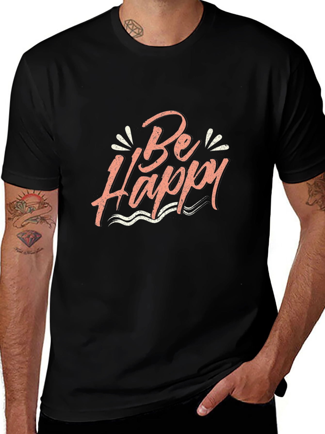 Be Happy Graphic T-Shirt - Black