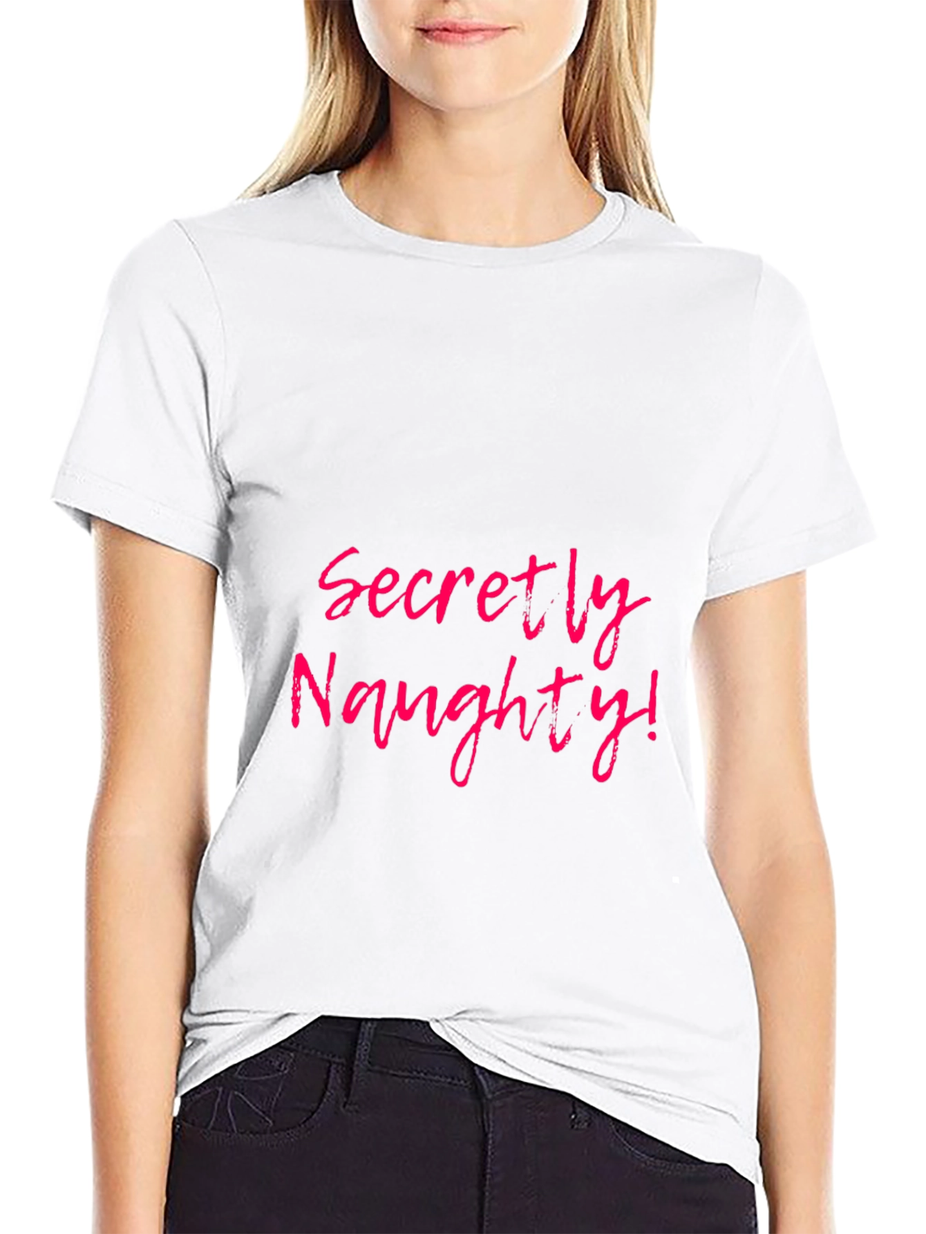 Secretly Naughty Black T-Shirt Novelty Fun Tee