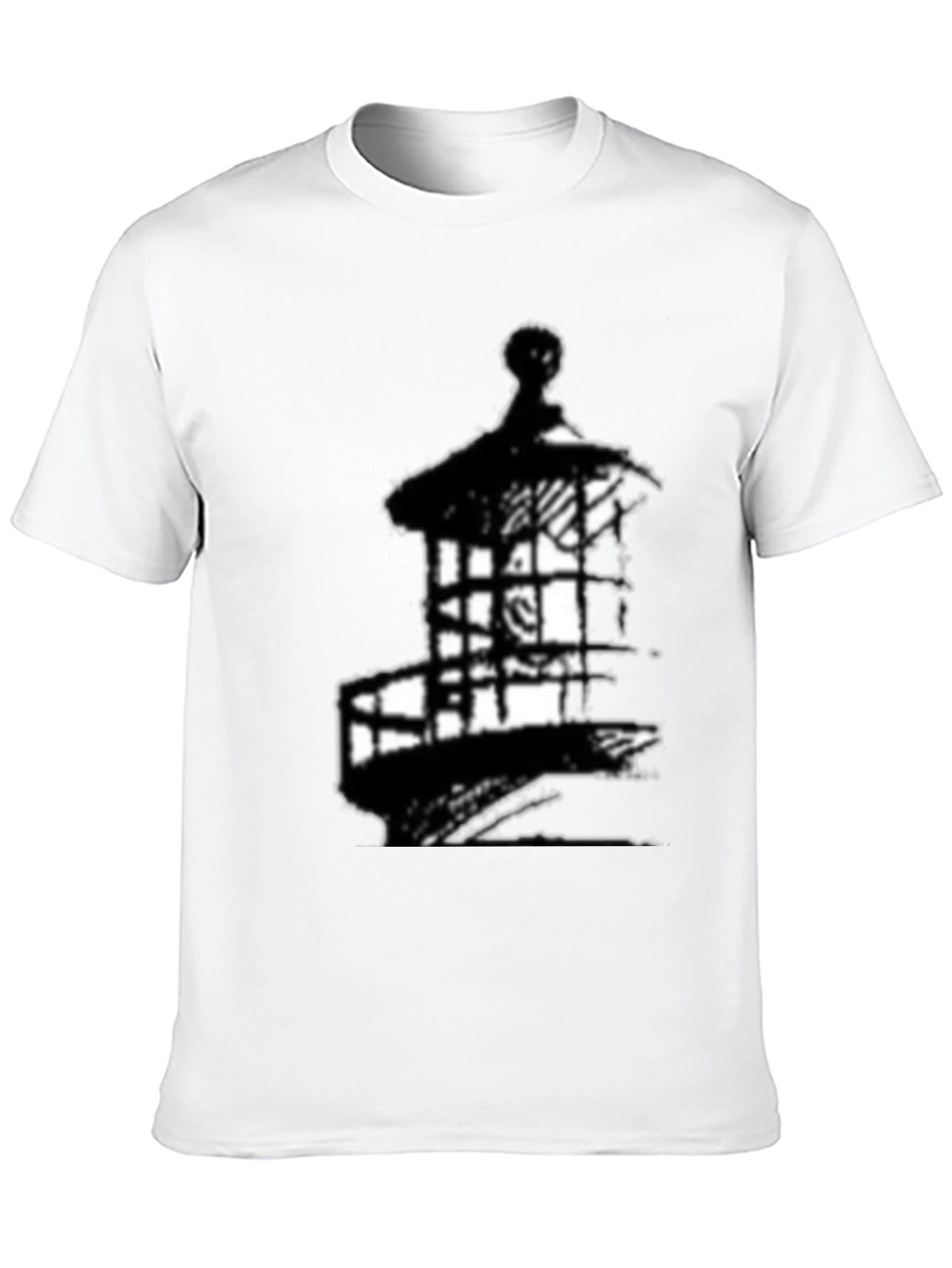 Mens Black Lighthouse Graphic Tee