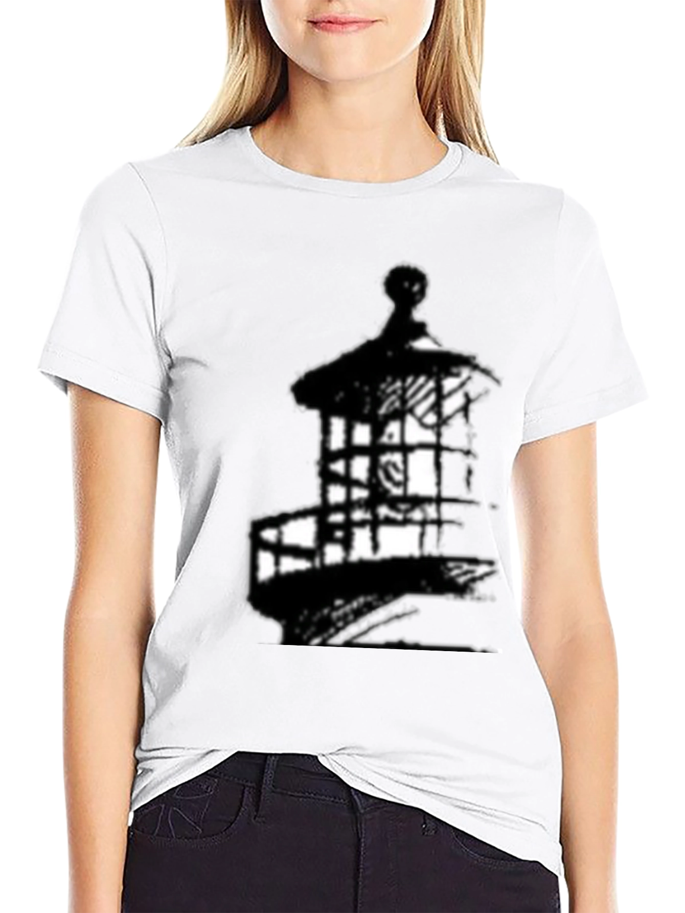 Mens Black Lighthouse Graphic Tee