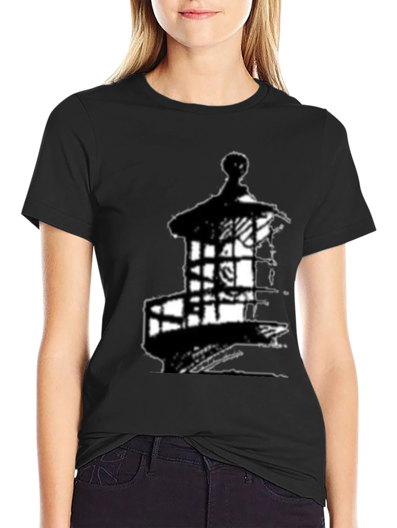 Mens Black Lighthouse Graphic Tee