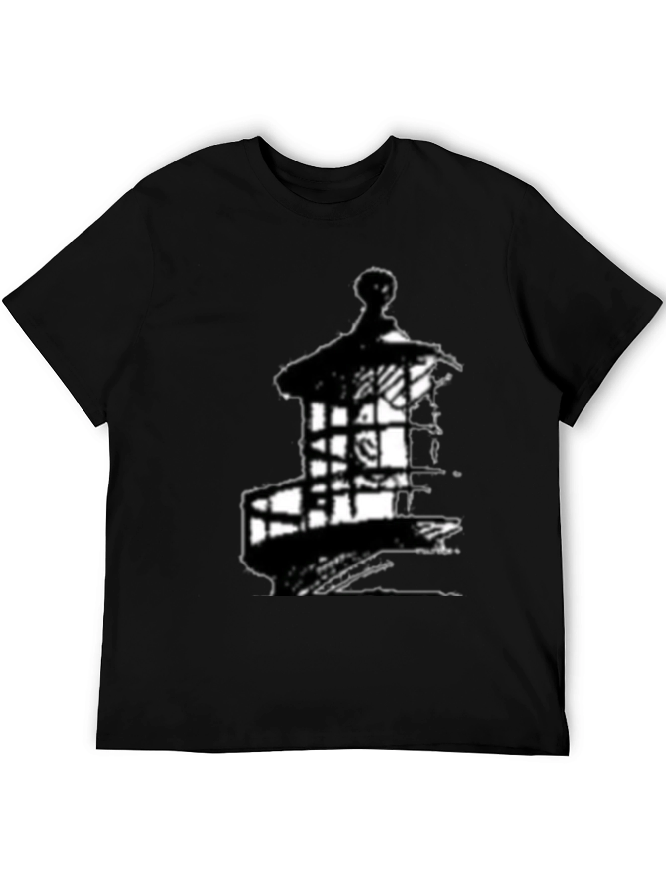 Mens Black Lighthouse Graphic Tee