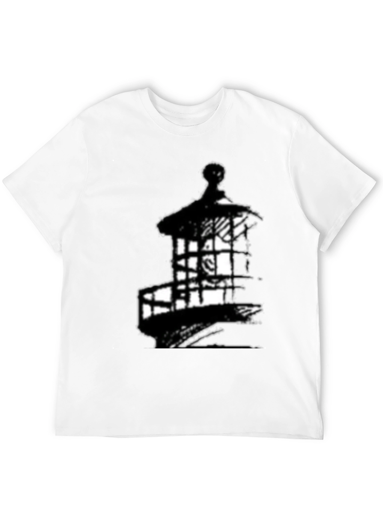 Mens Black Lighthouse Graphic Tee