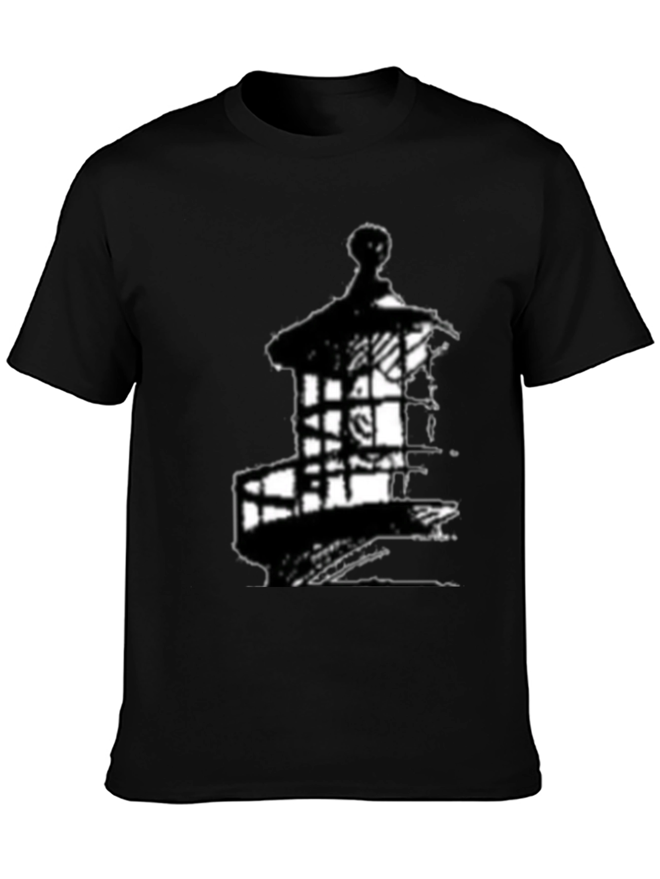 Mens Black Lighthouse Graphic Tee