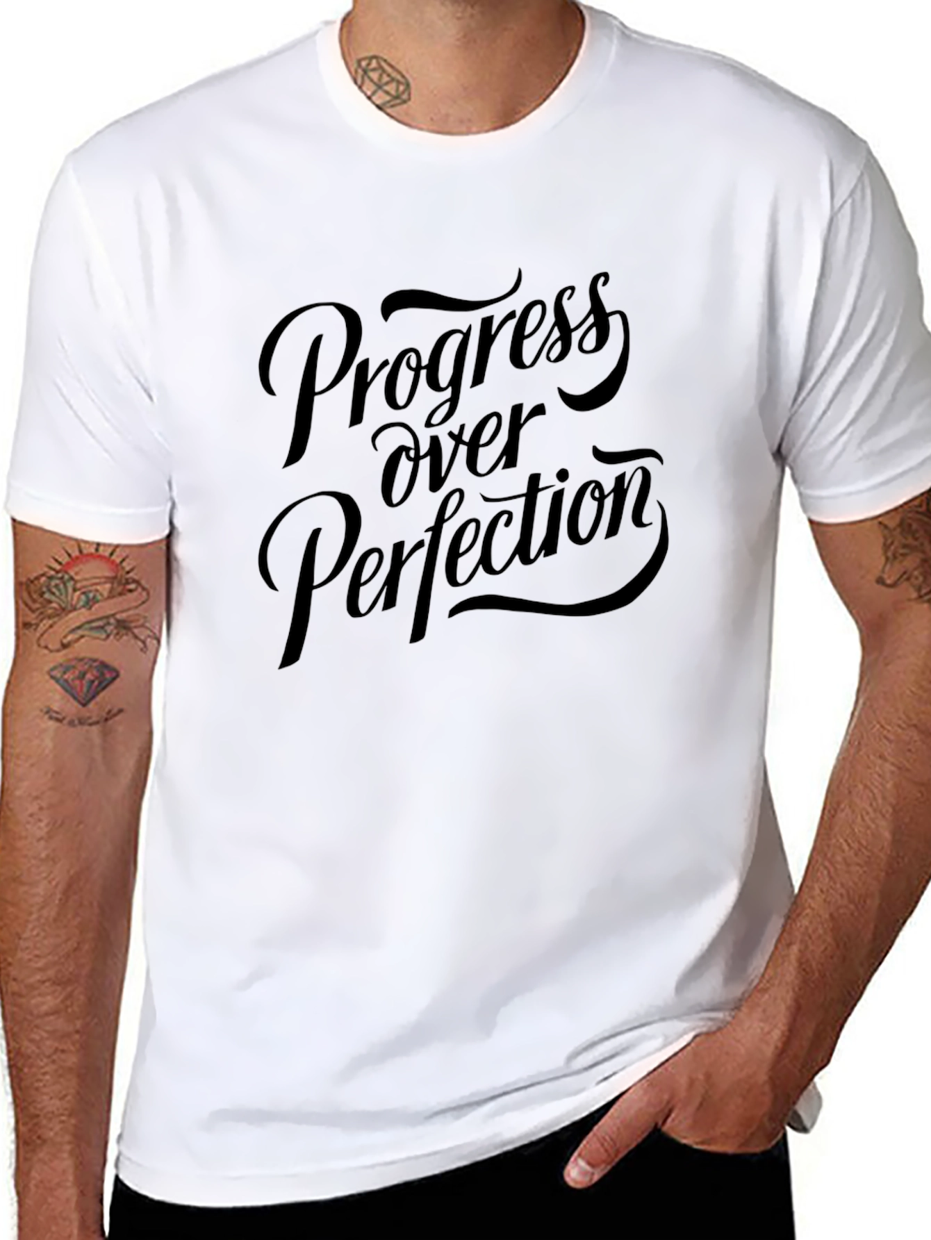 Progress Over Perfection Black T-Shirt