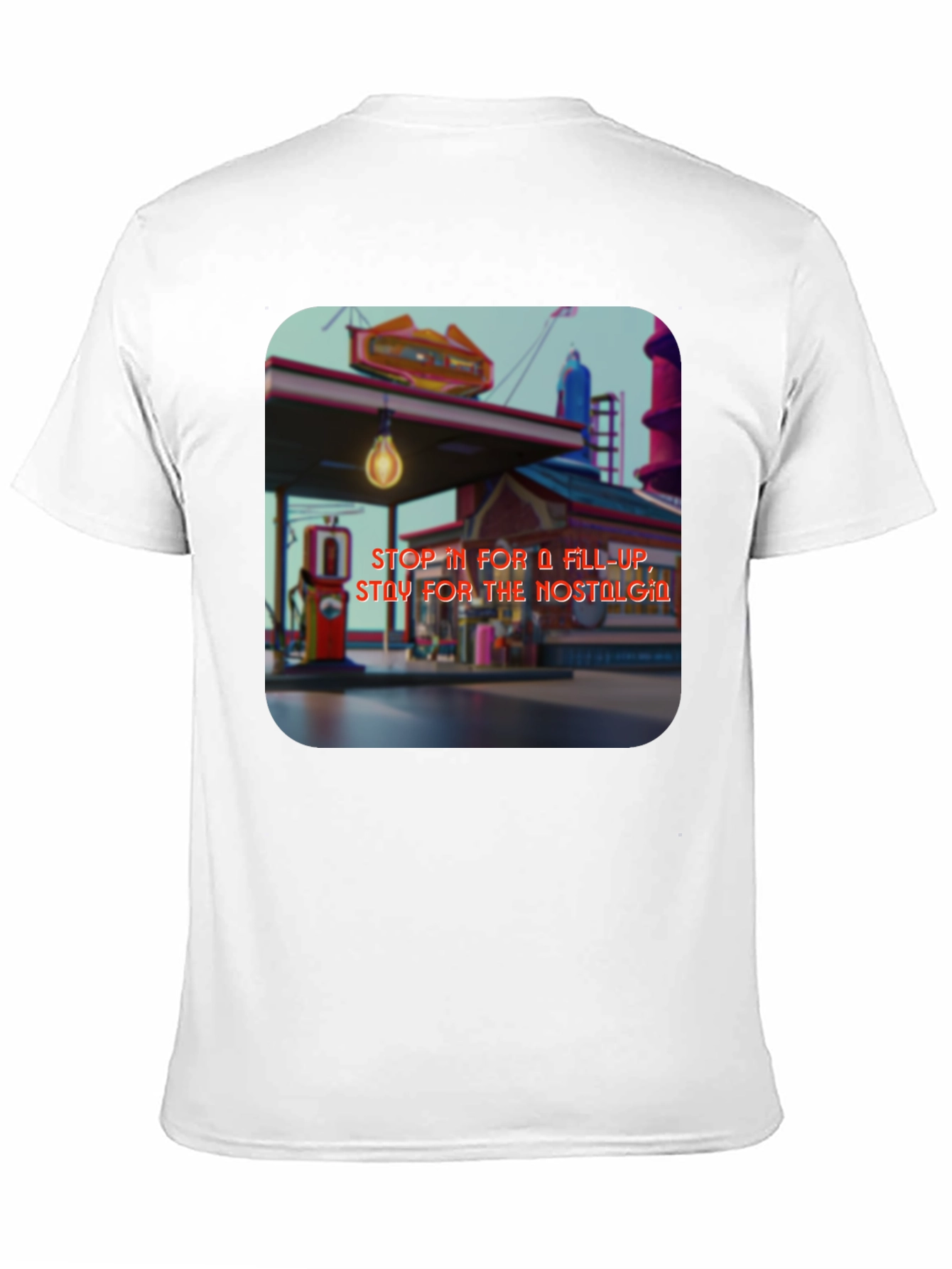 Retro Gas Station T-Shirt - Nostalgic Design