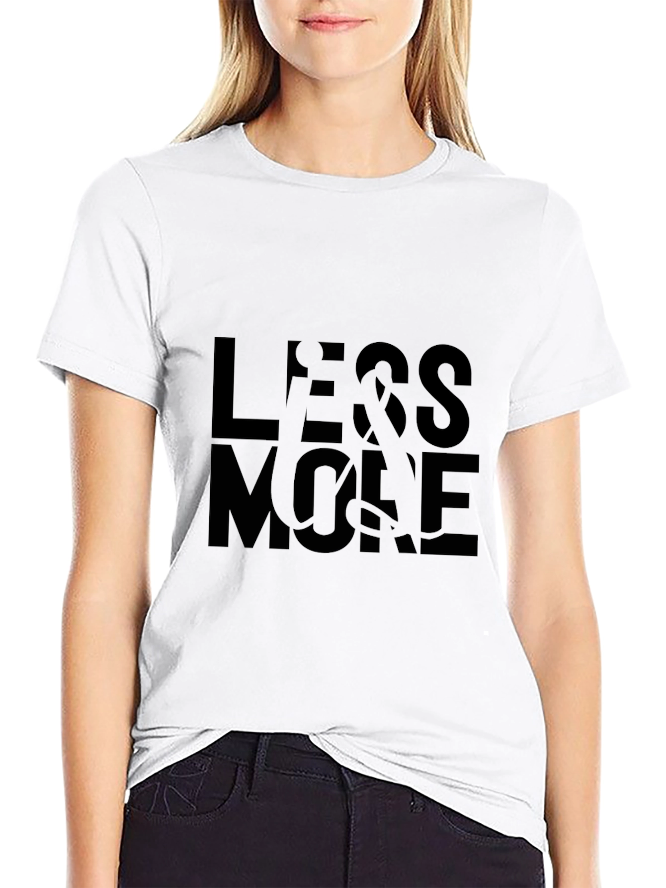 Less & More Mens Black Graphic Tee