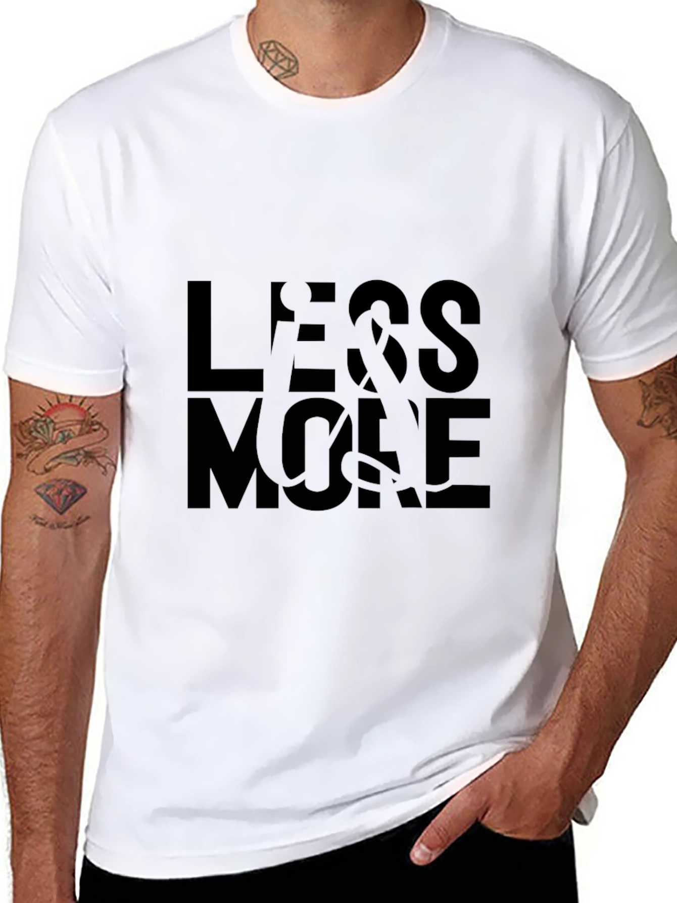 Less & More Mens Black Graphic Tee