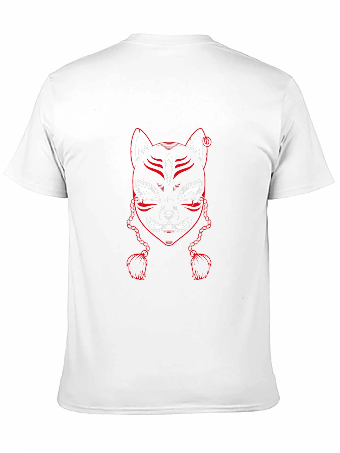 Red Kitsune Mask Graphic Tee - Black