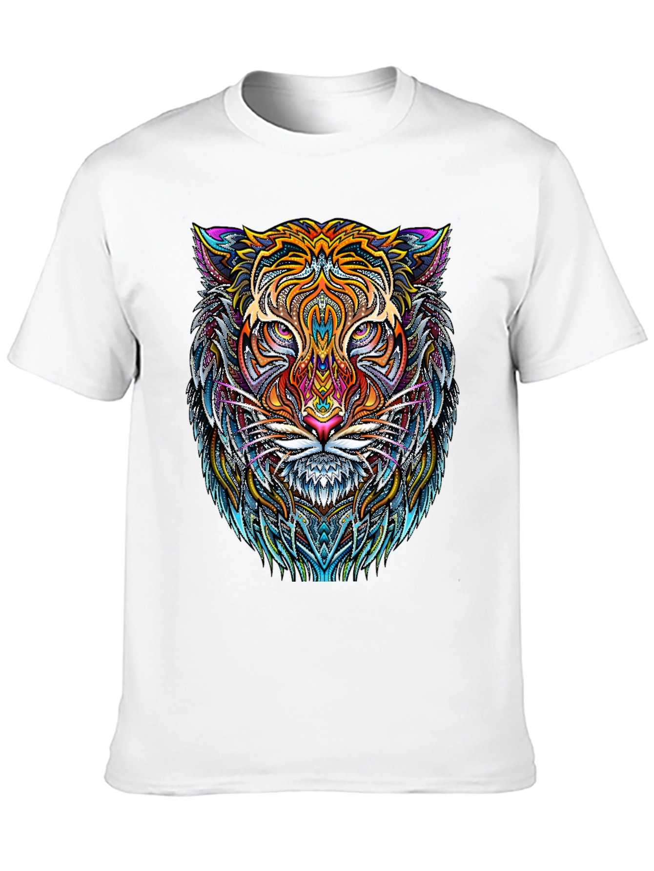 Psychedelic Tiger Graphic Tee - Bold Black T-Shirt
