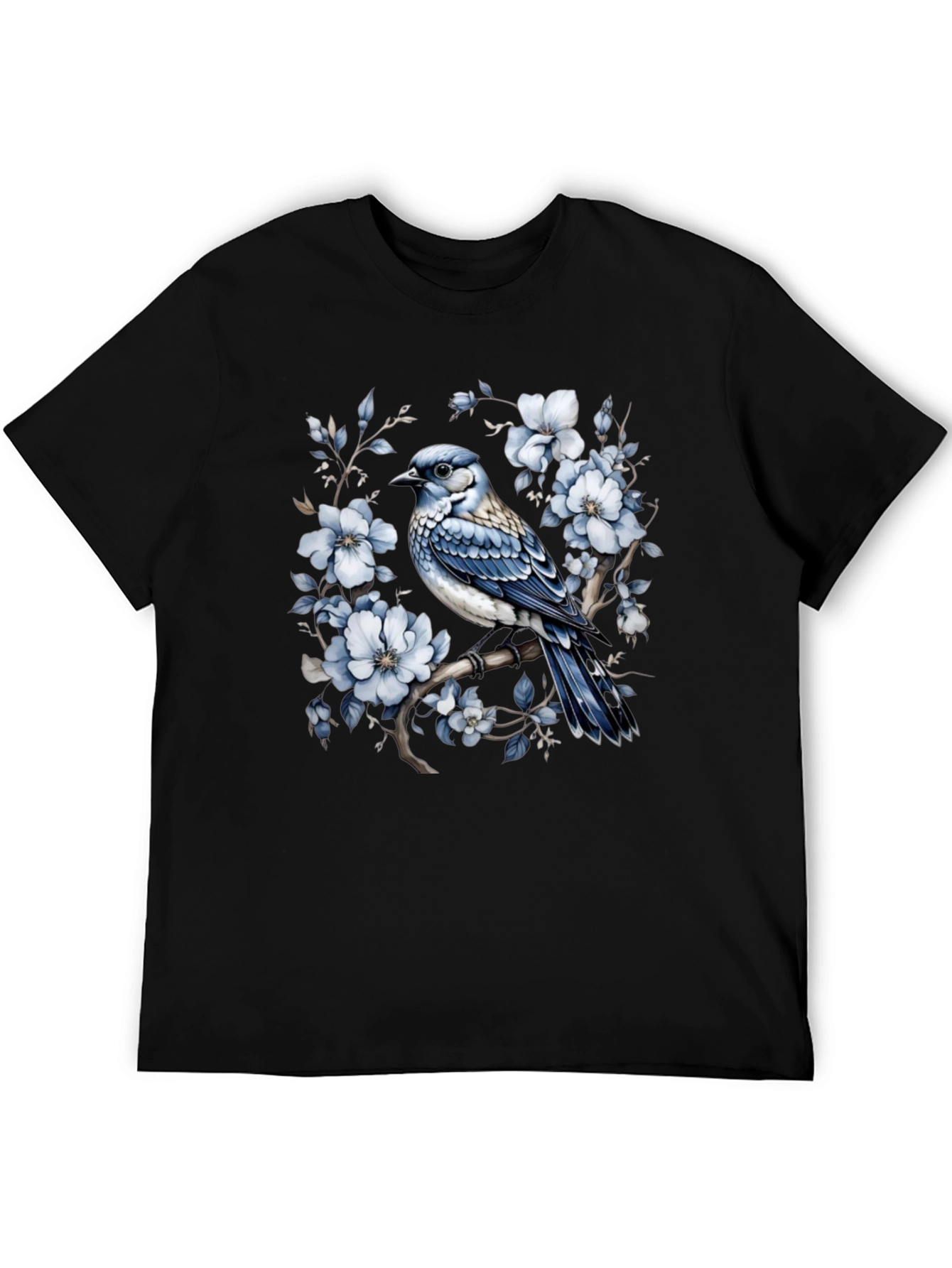 Blue Jay Floral T-Shirt - Nature Inspired Tee