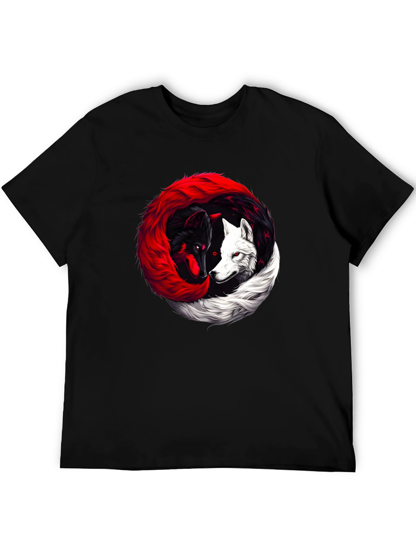 Yin Yang Wolves Black T-Shirt