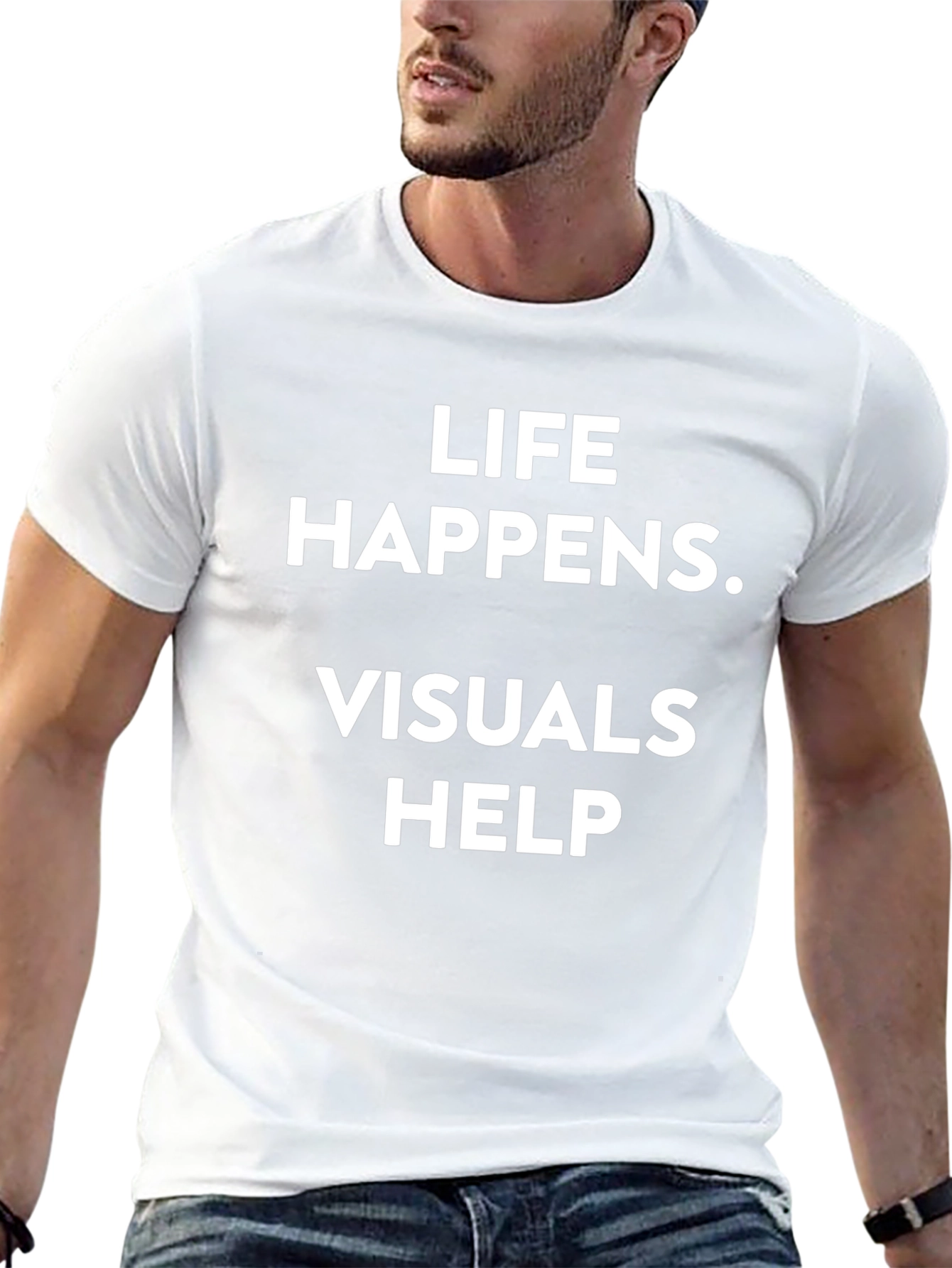 Life Happens Visuals Help Black Tee Shirt