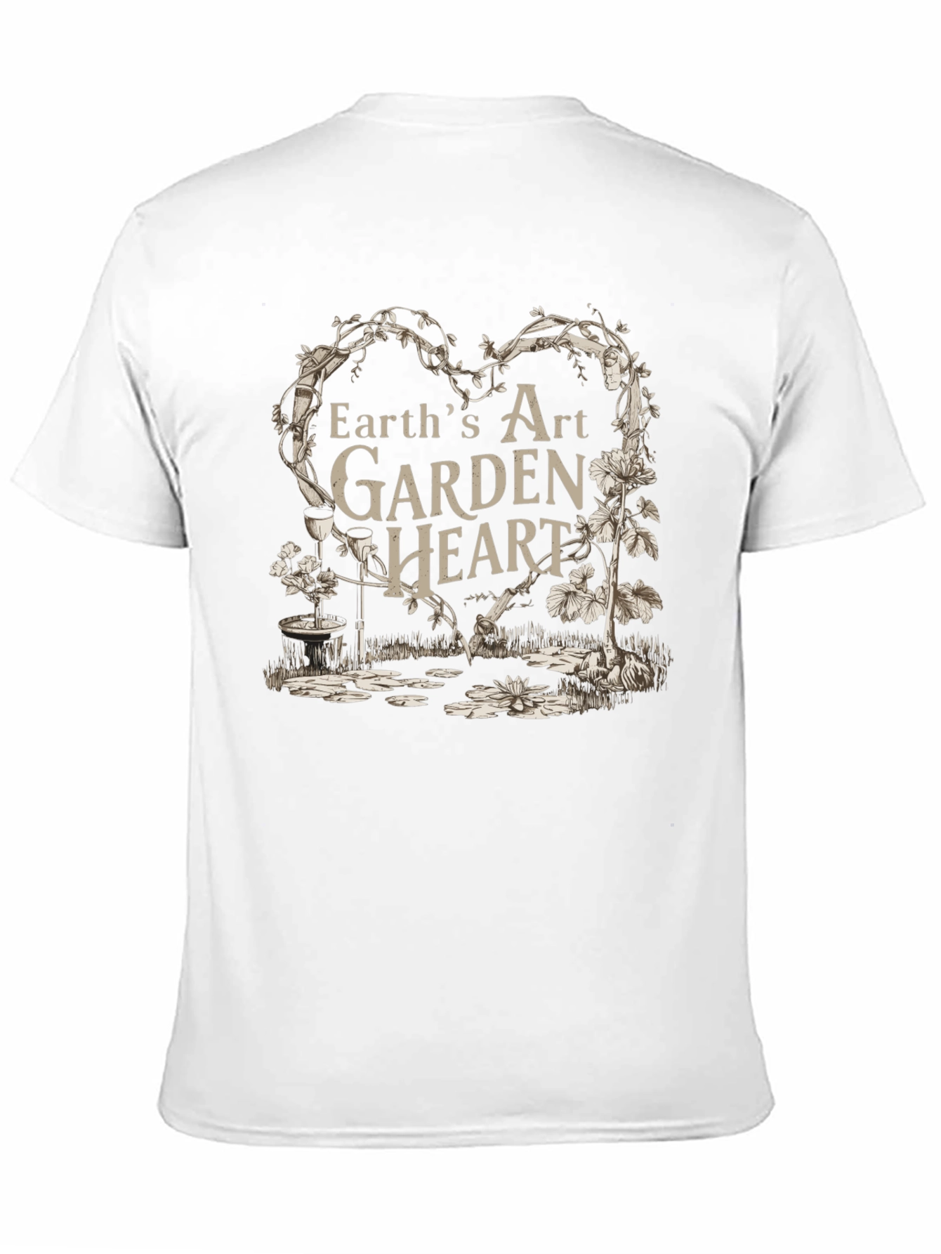Earths Art Garden Heart Black T-Shirt