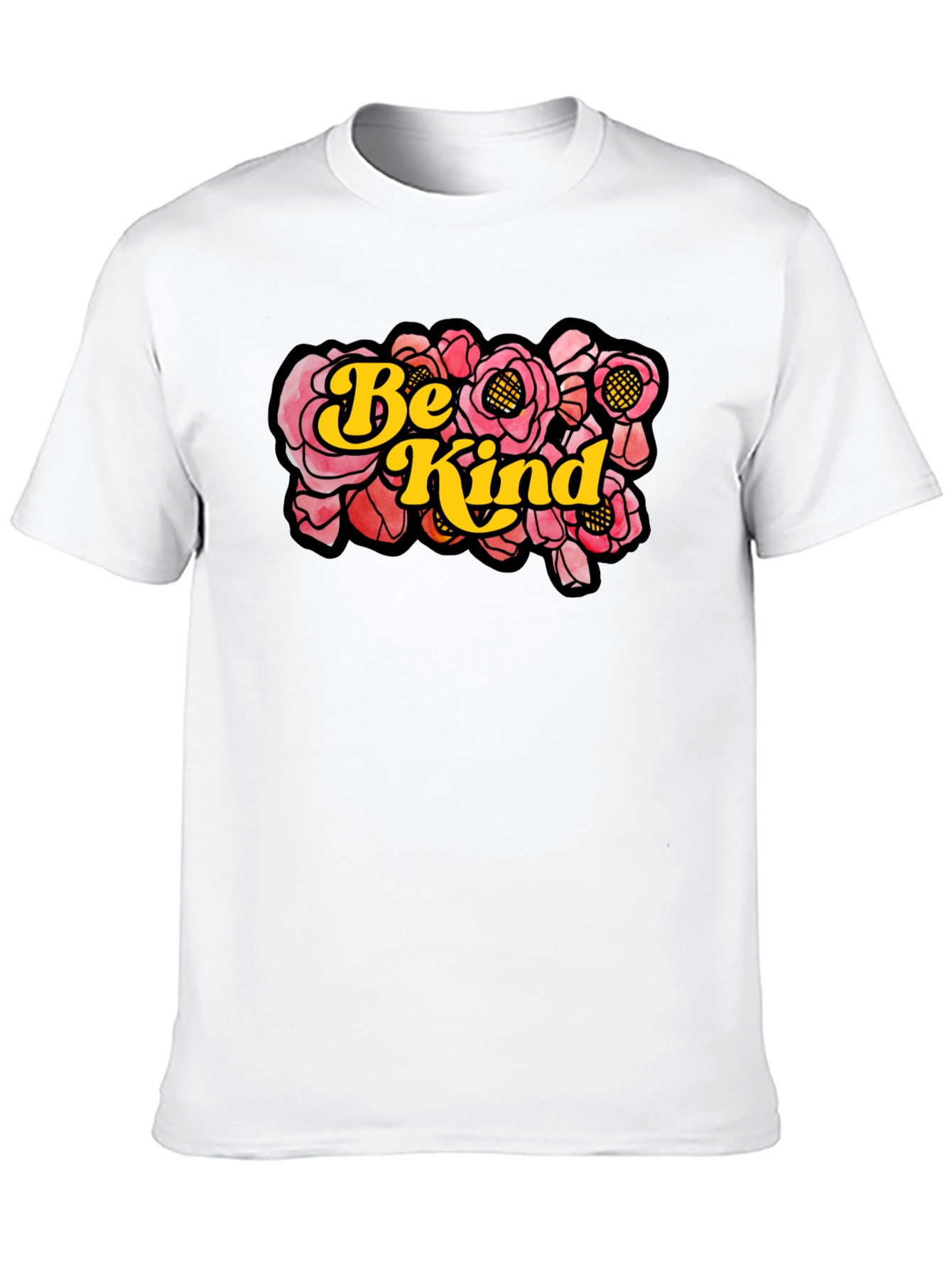 Be Kind Floral Graphic T-Shirt - Black