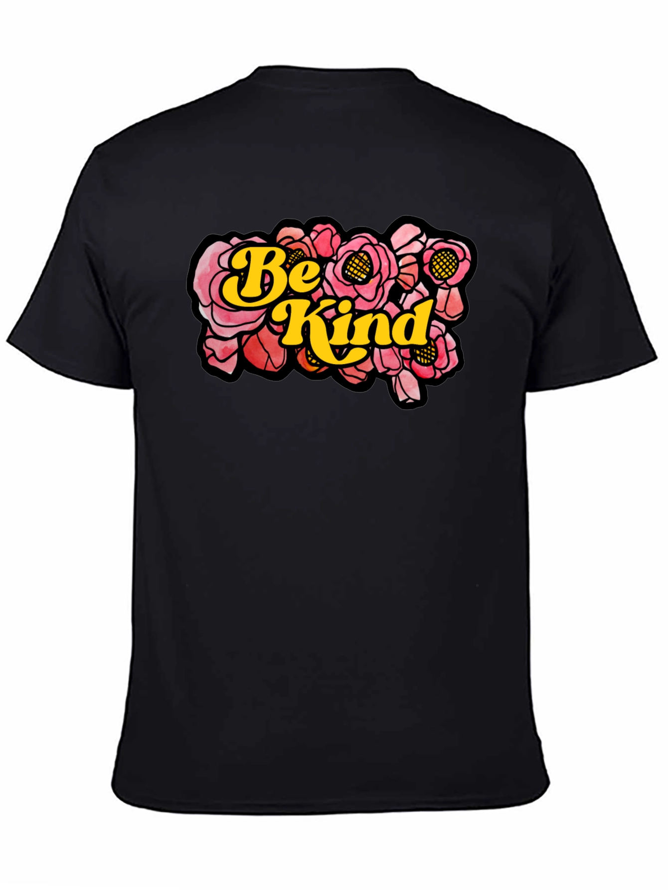 Be Kind Floral Graphic T-Shirt - Black