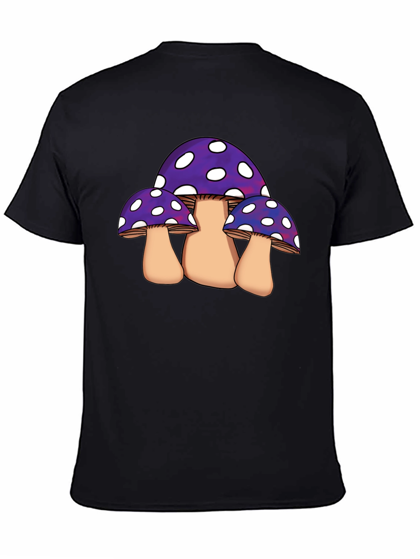 Funky Mushroom Graphic Tee - Black Cotton Blend