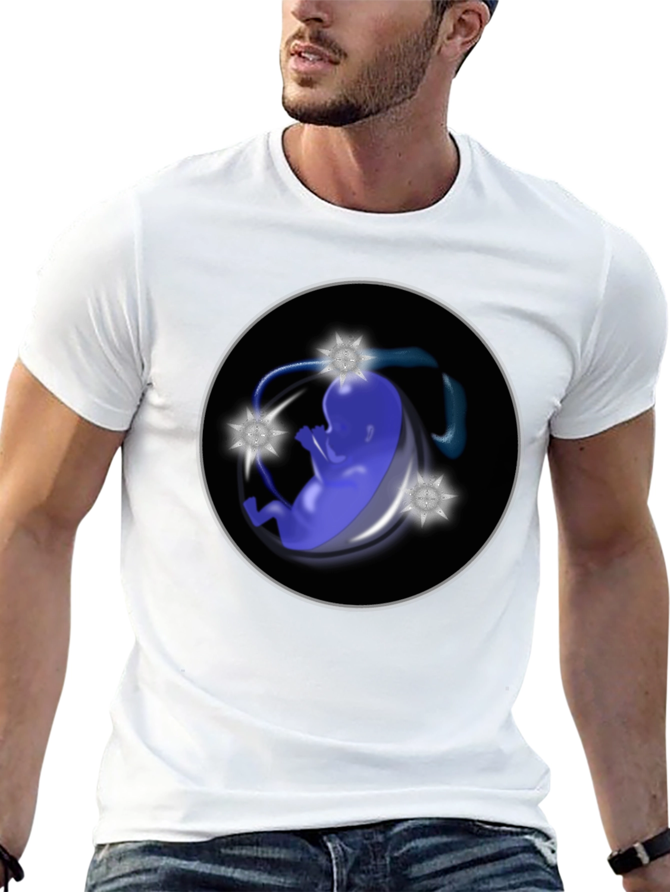 Abstract Fetus Graphic Black T-Shirt