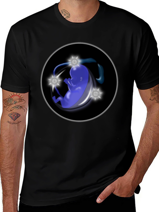 Abstract Fetus Graphic Black T-Shirt