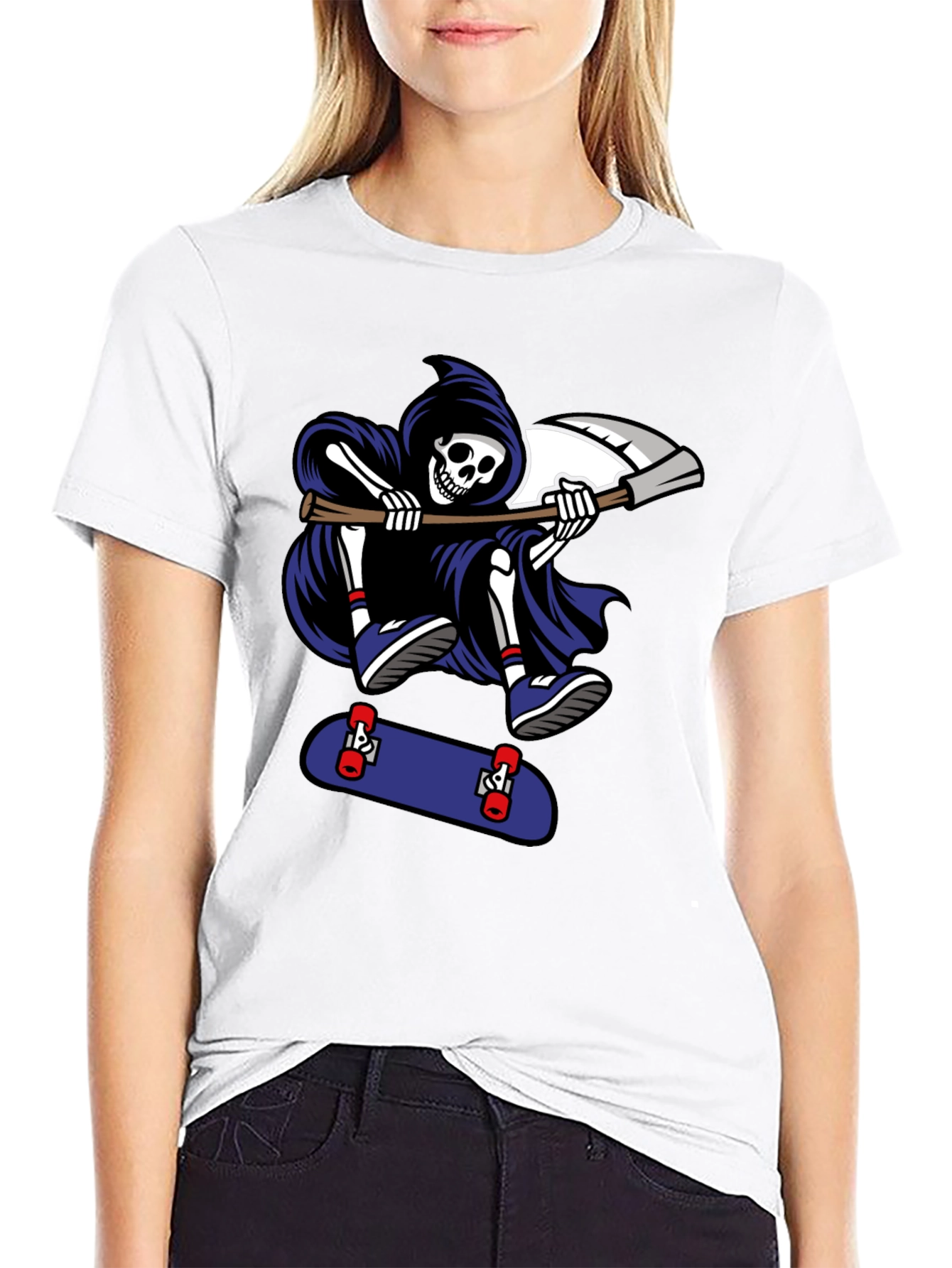 Skateboarding Grim Reaper T-Shirt - Black