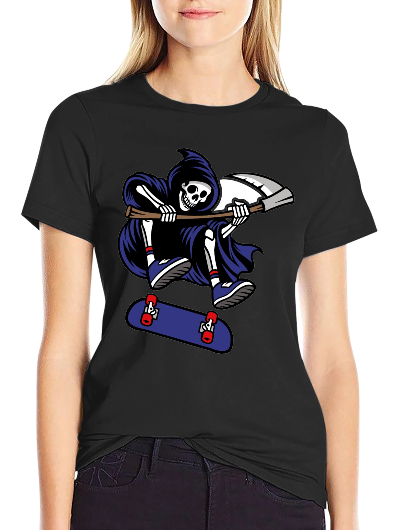 Skateboarding Grim Reaper T-Shirt - Black