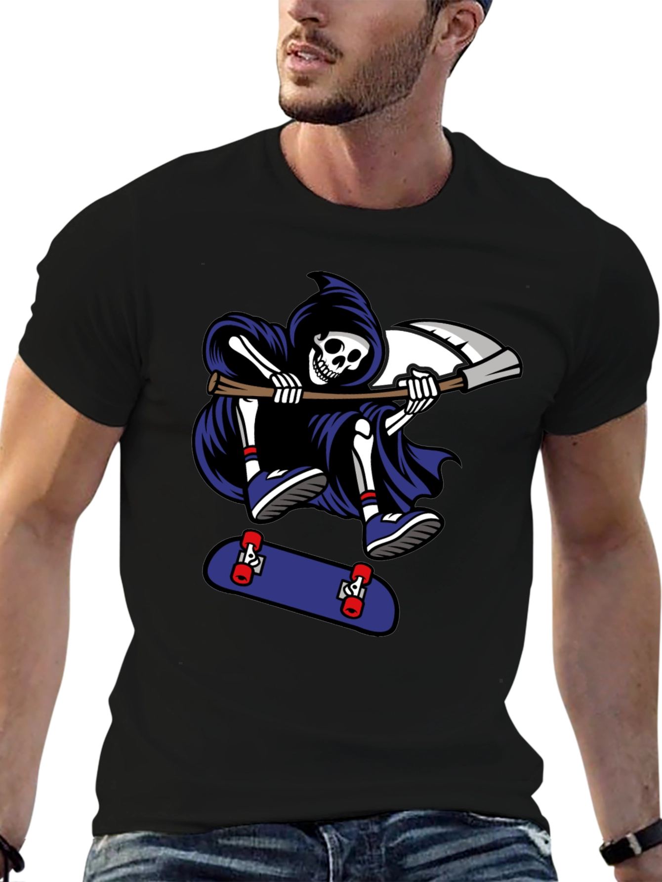 Skateboarding Grim Reaper T-Shirt - Black