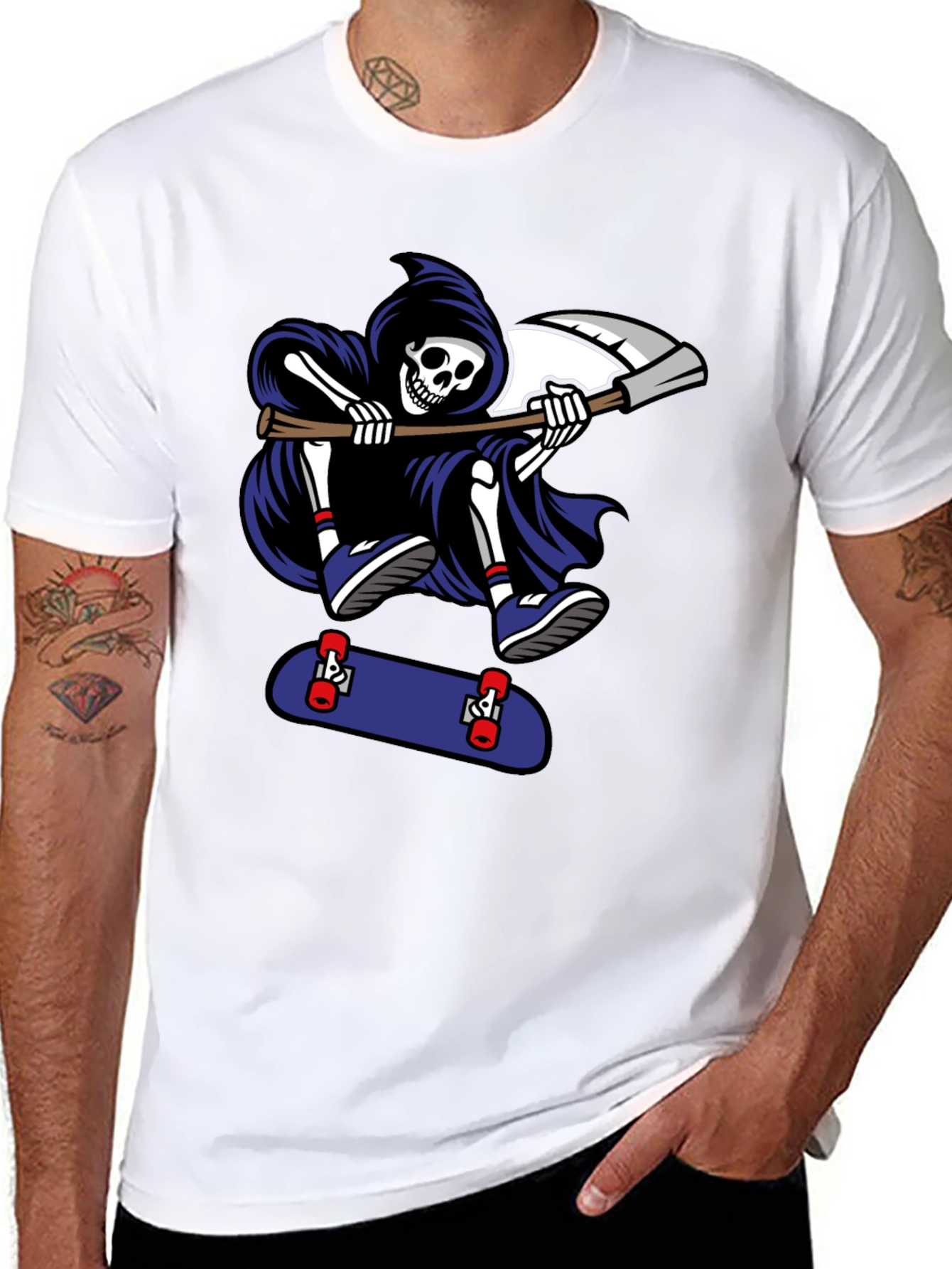 Skateboarding Grim Reaper T-Shirt - Black