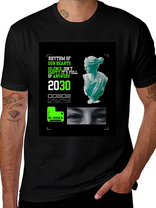 Rhythm of Hearts Graphic Tee - Unique Artistic Design