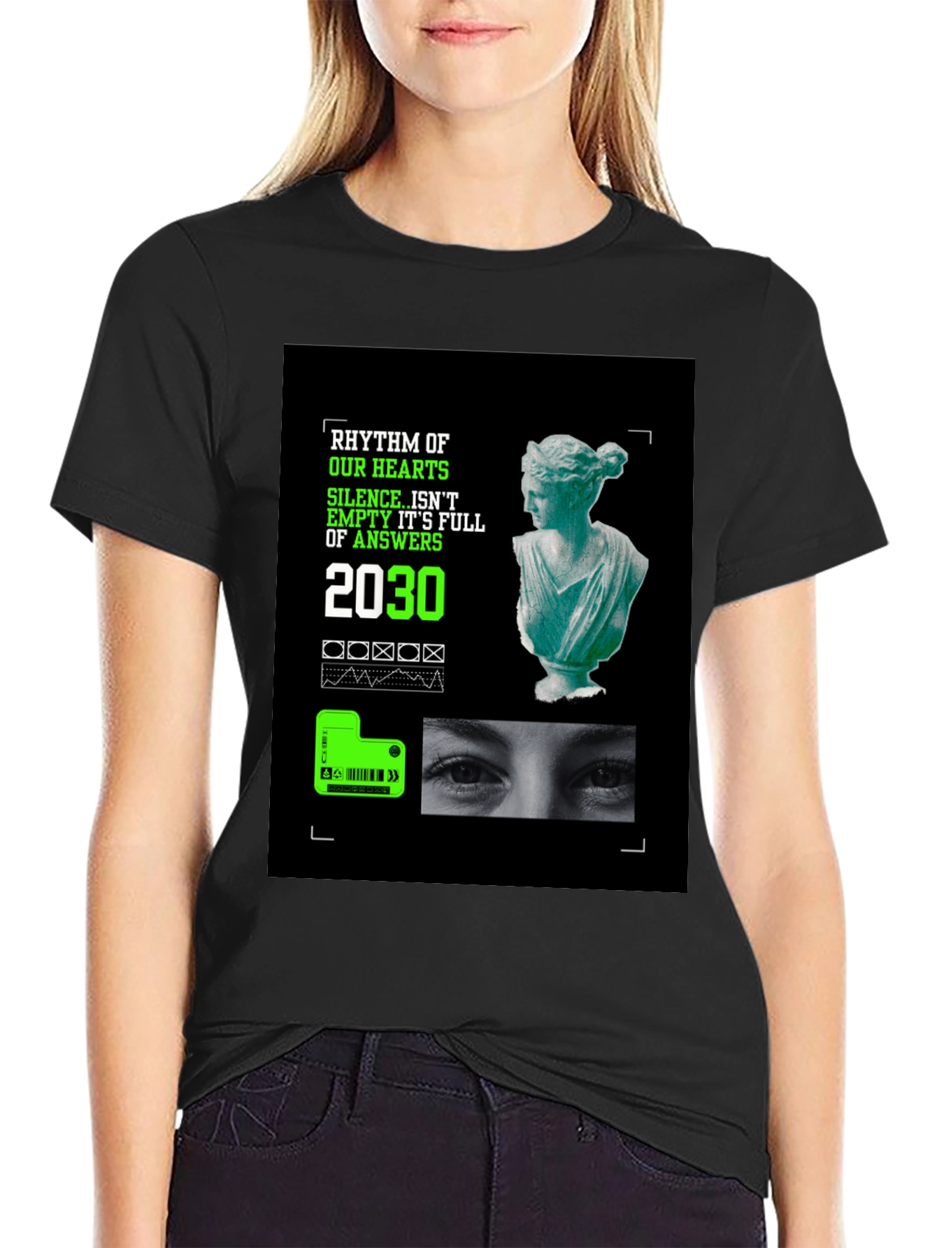 Rhythm of Hearts Graphic Tee - Unique Artistic Design