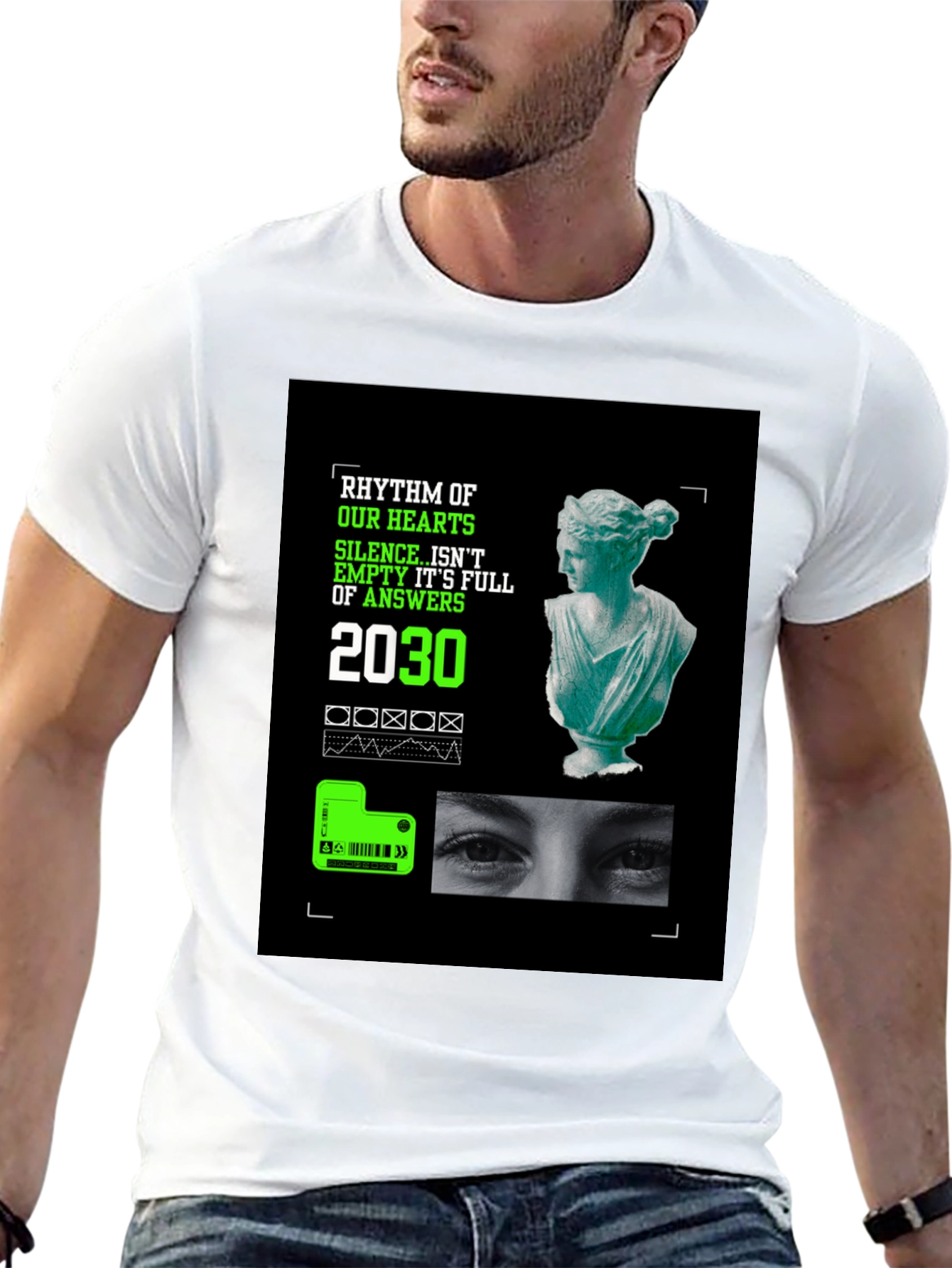 Rhythm of Hearts Graphic Tee - Unique Artistic Design