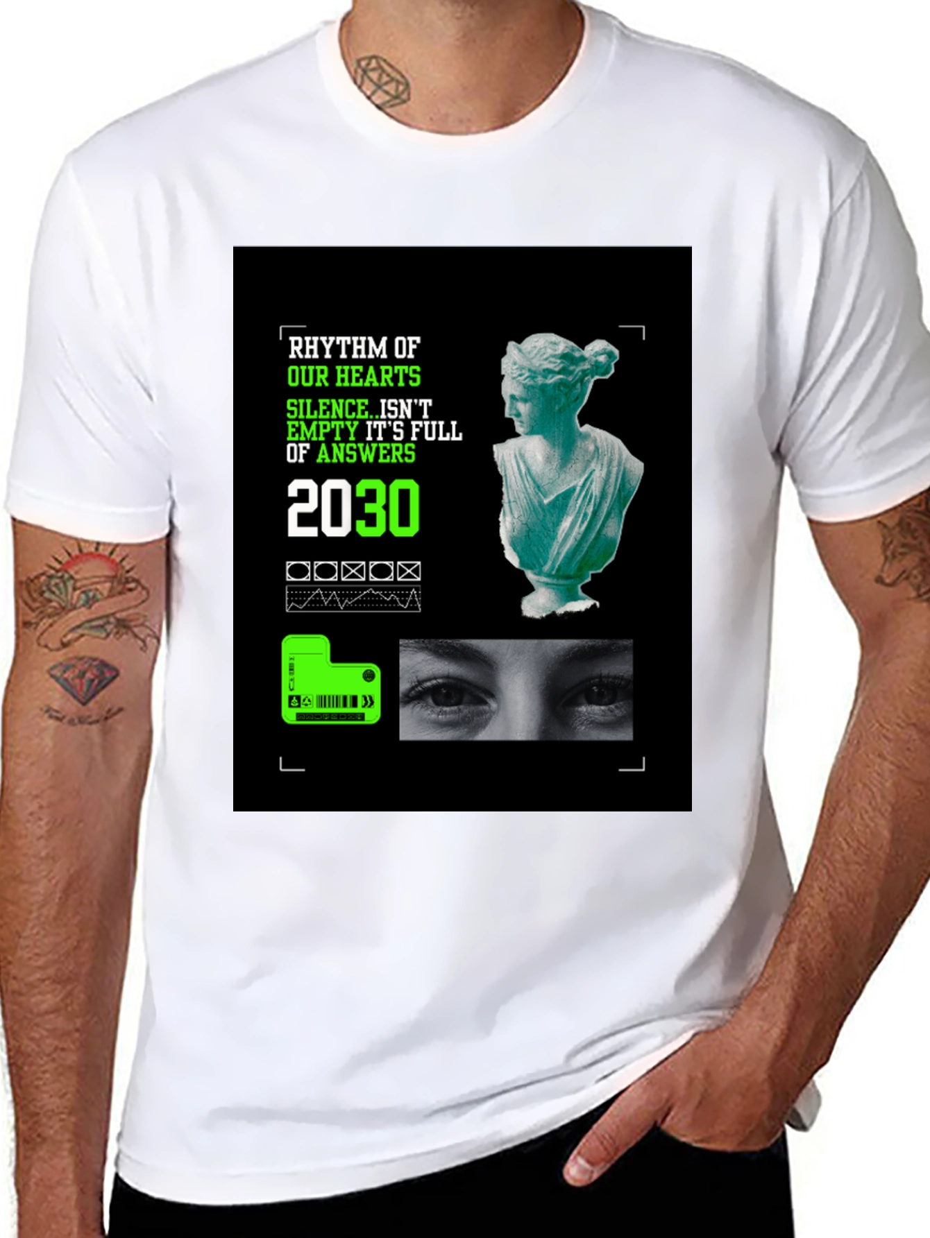 Rhythm of Hearts Graphic Tee - Unique Artistic Design