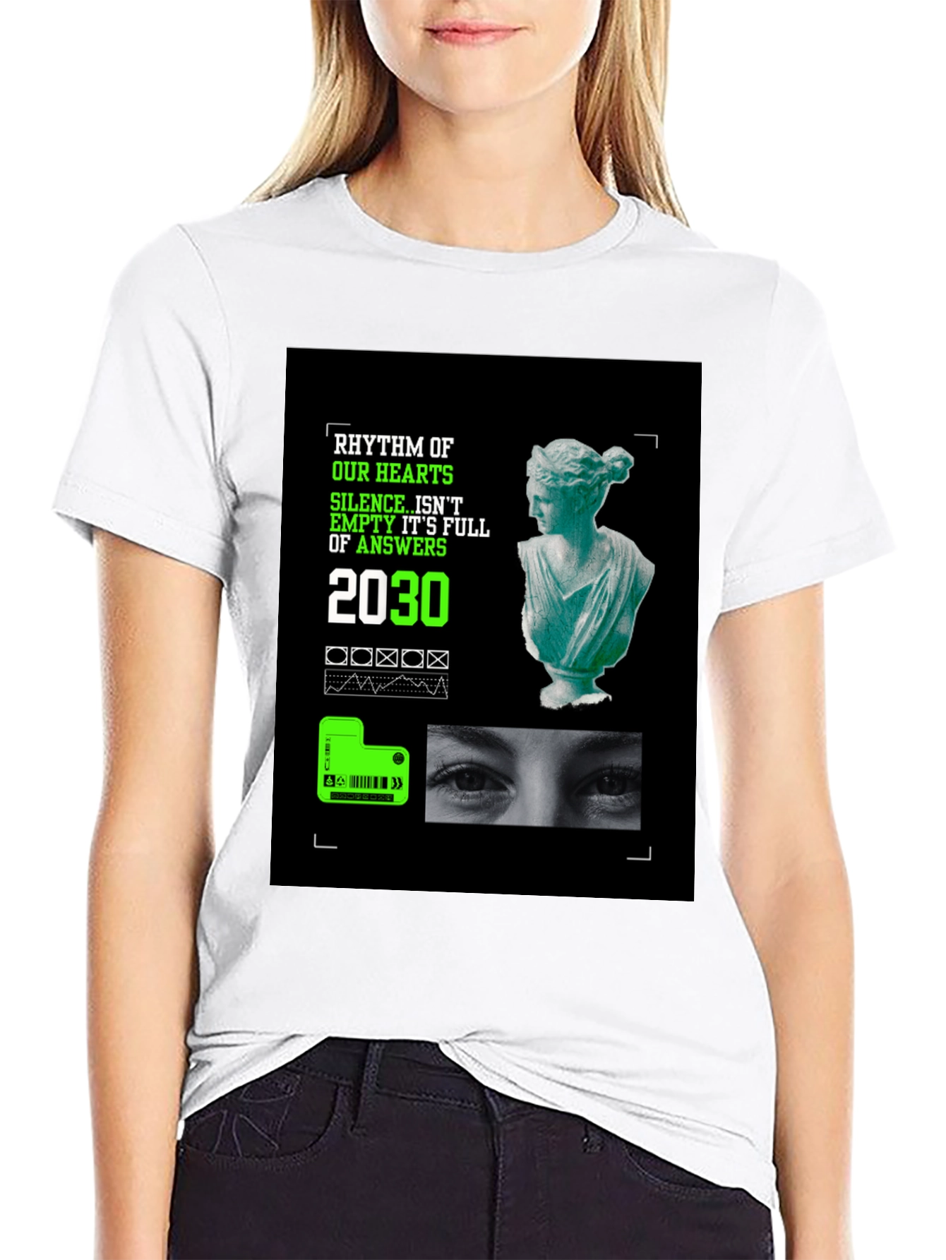 Rhythm of Hearts Graphic Tee - Unique Artistic Design