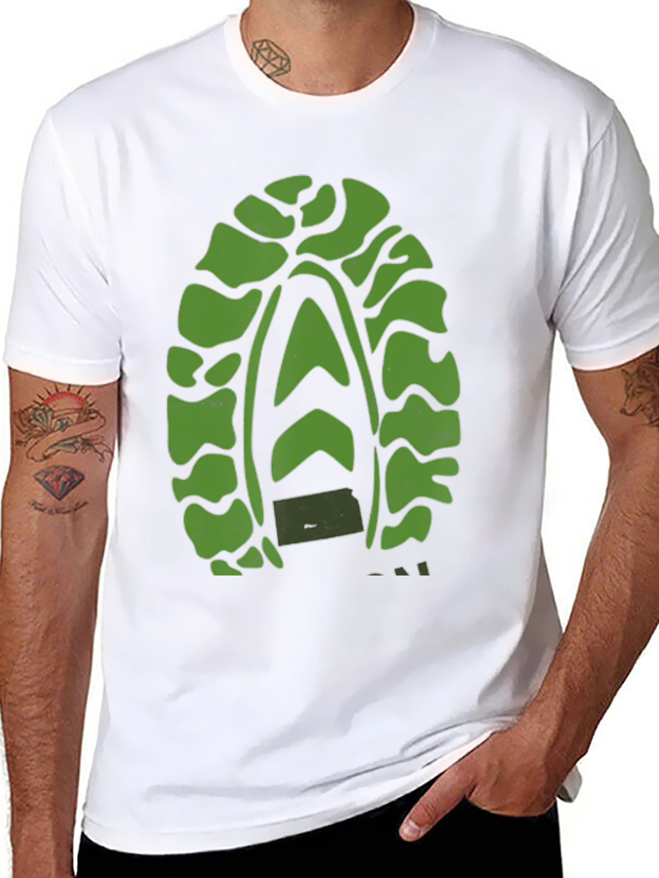 Green Tread Graphic Black T-Shirt