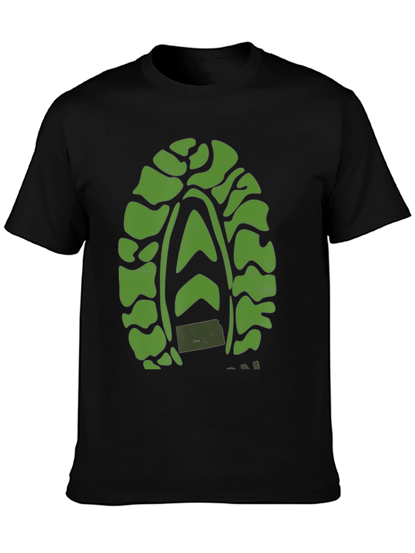 Green Tread Graphic Black T-Shirt