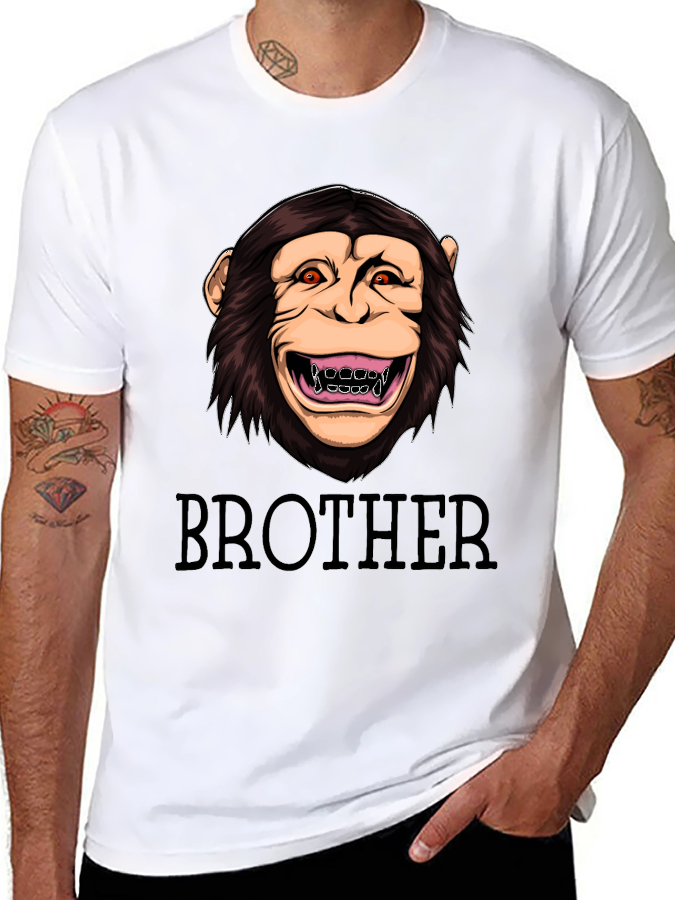 Brother Monkey Graphic Tee - Crew Neck T-Shirt