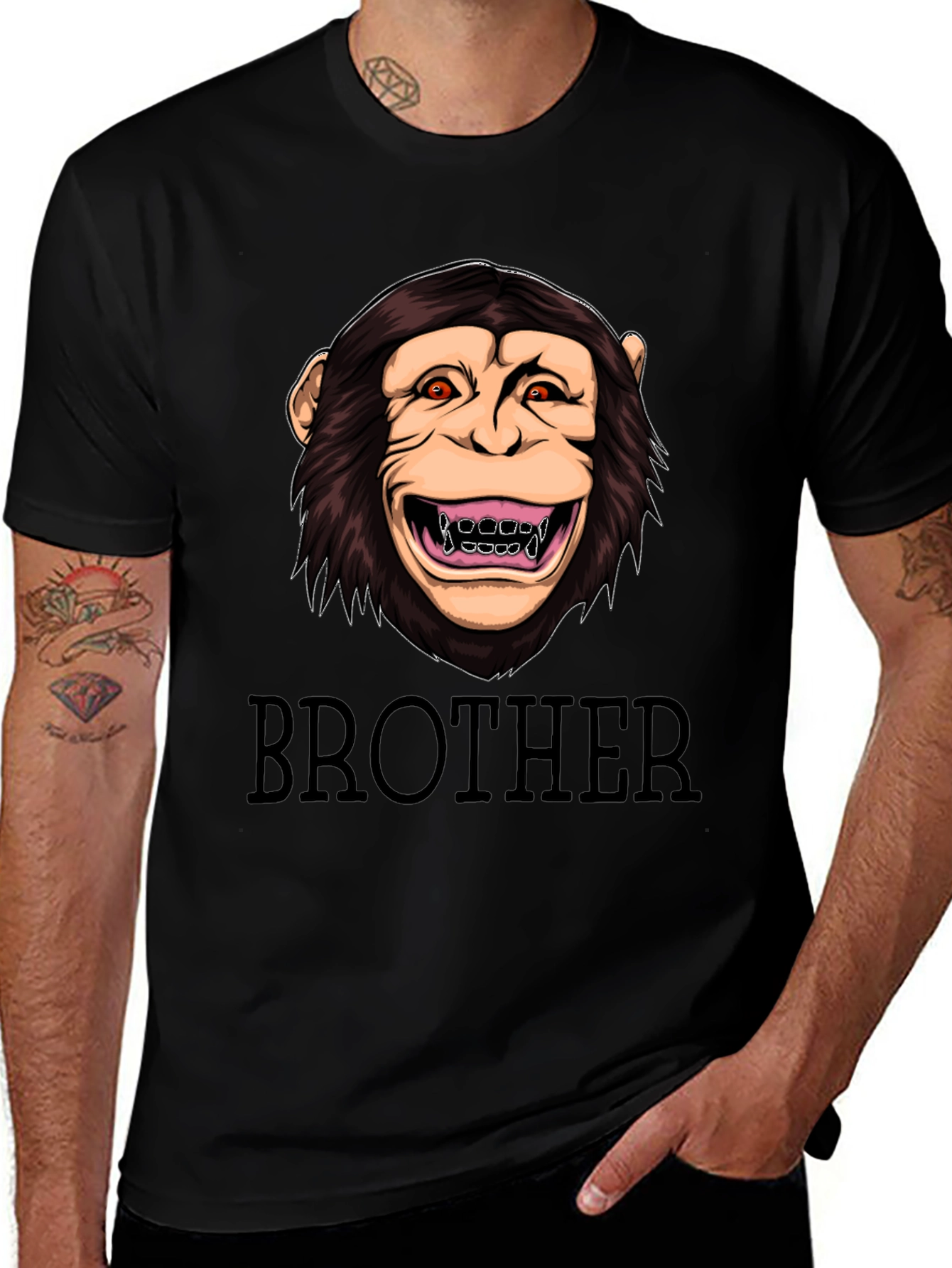 Brother Monkey Graphic Tee - Crew Neck T-Shirt