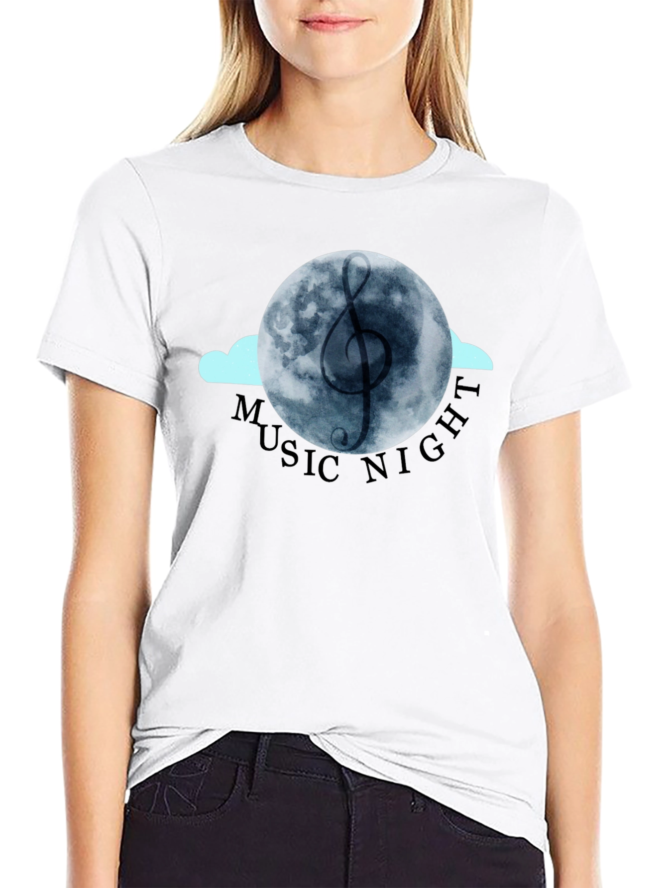 Music Night Graphic Tee - Black Cotton T-Shirt