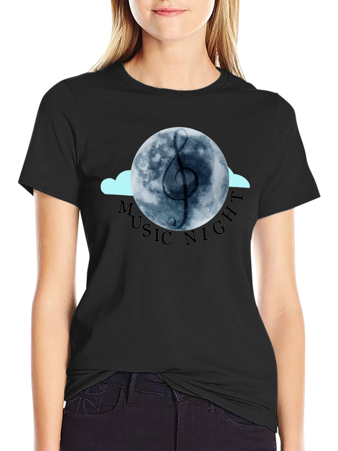 Music Night Graphic Tee - Black Cotton T-Shirt
