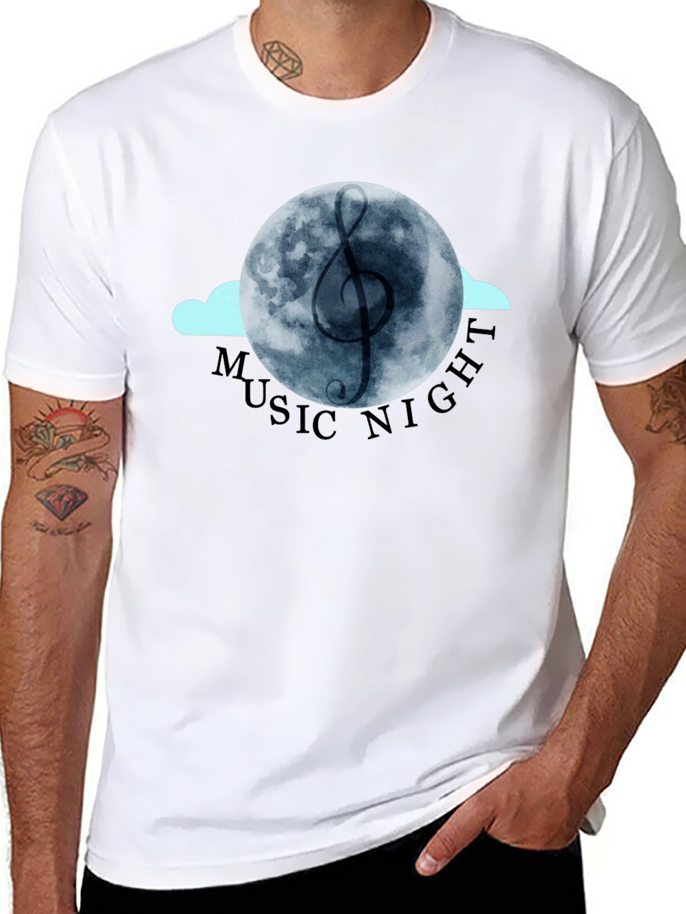 Music Night Graphic Tee - Black Cotton T-Shirt
