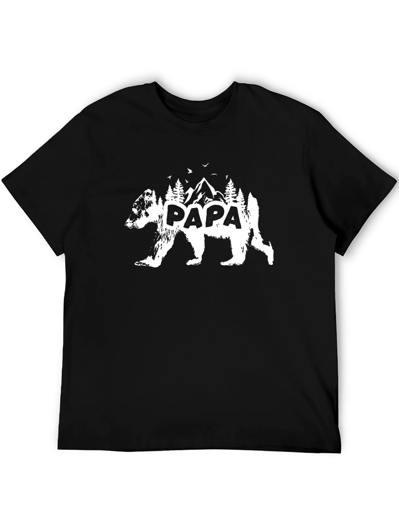 Papa Bear Graphic Tee - Mountain Design Dad T-Shirt