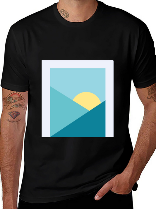 Geometric Landscape Graphic Tee - Modern Art Shirt