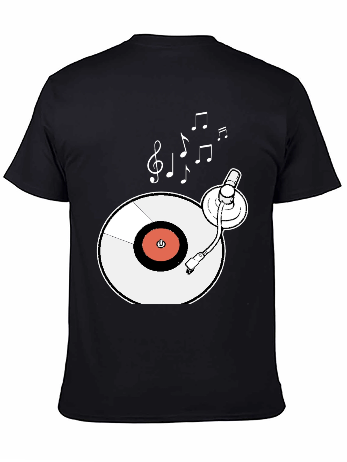 Retro Turntable Music T-Shirt - Black