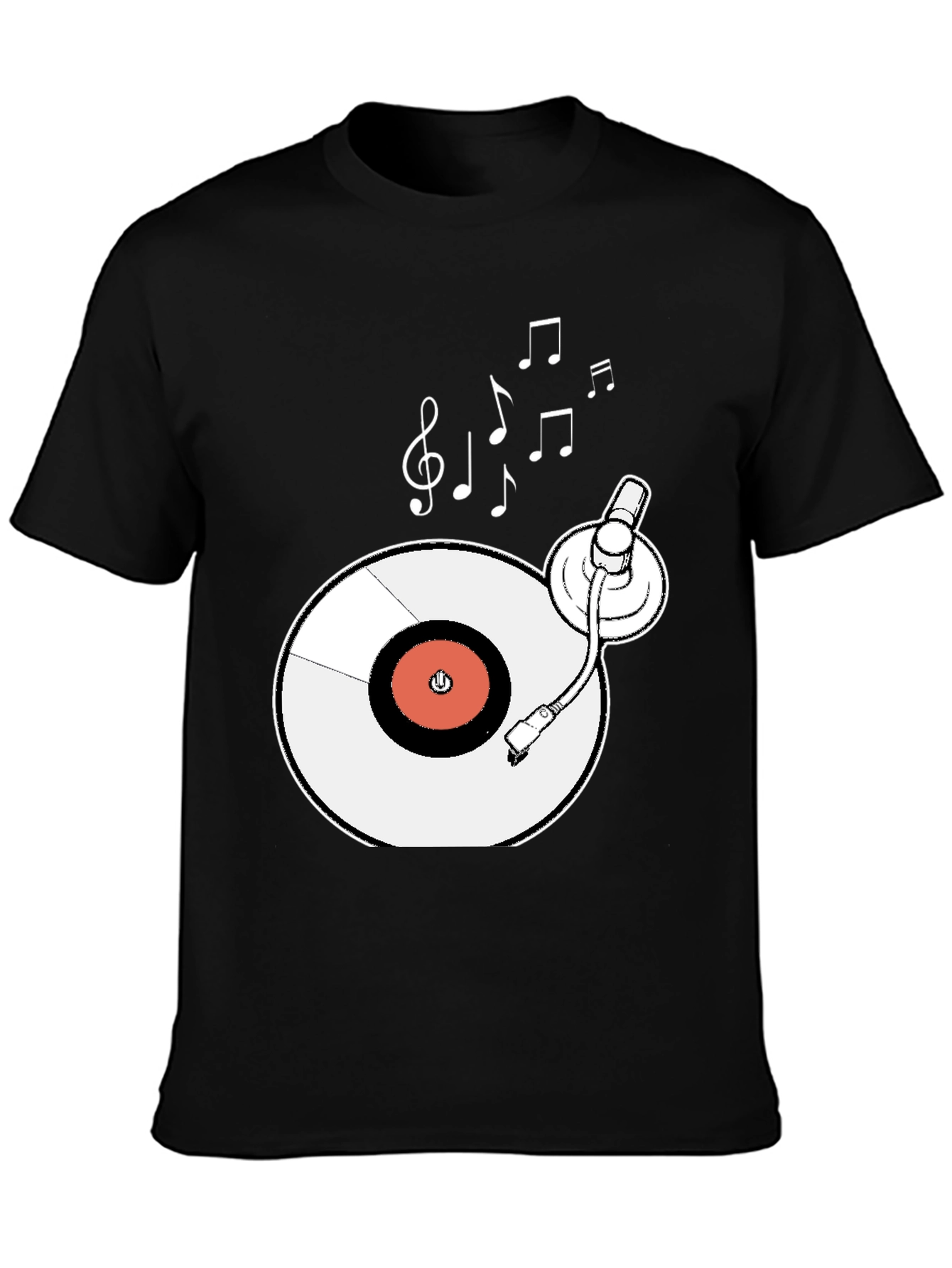 Retro Turntable Music T-Shirt - Black