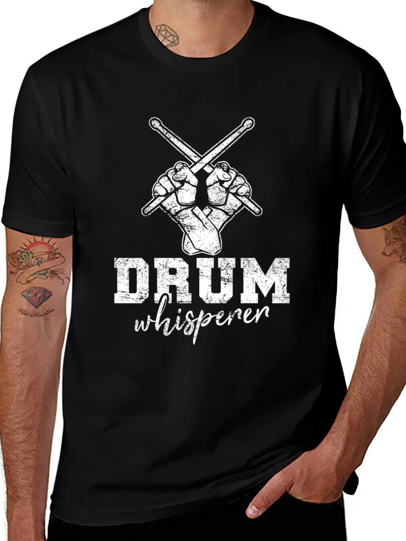 Drum Whisperer Graphic Tee - Black Cotton Shirt