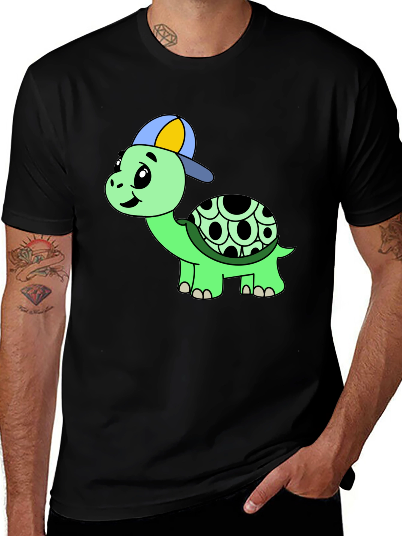 Cool Turtle Graphic Tee - Black Cotton Shirt