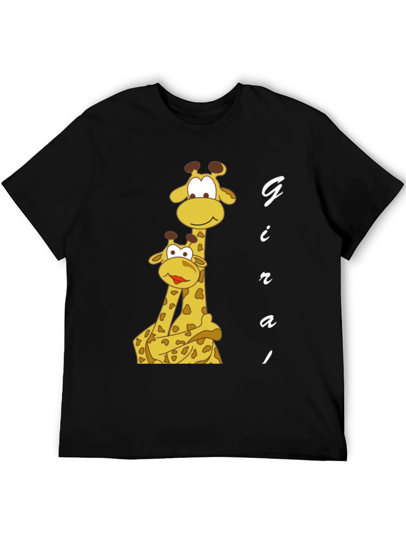 Cute Giraffe T-Shirt - Black Cotton Blend