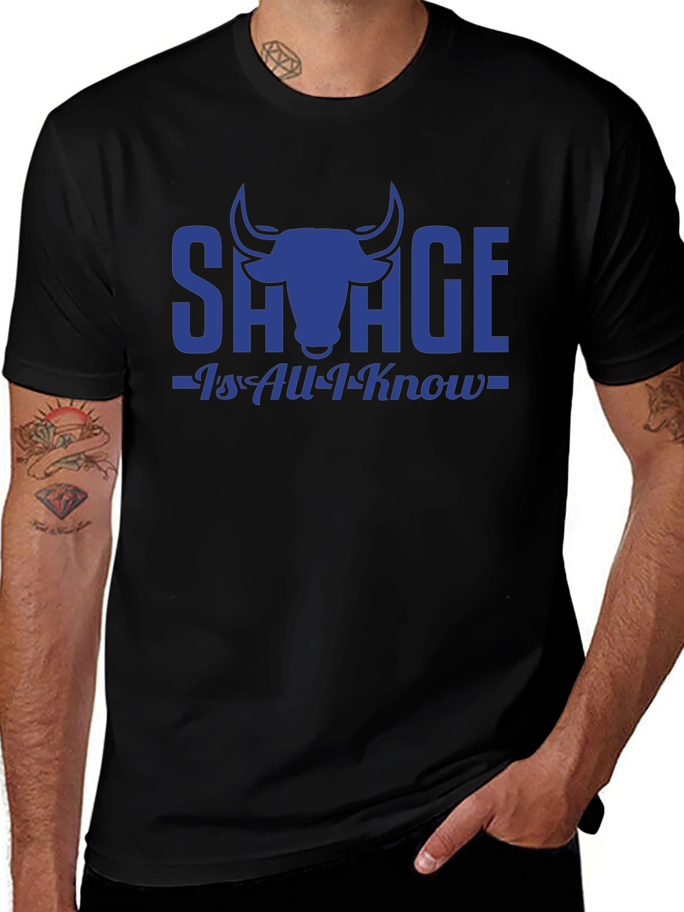 Savage Bull Graphic Print Black T-Shirt