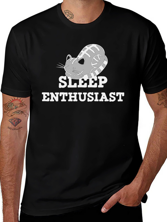 Sleep Enthusiast Cat Graphic T-Shirt