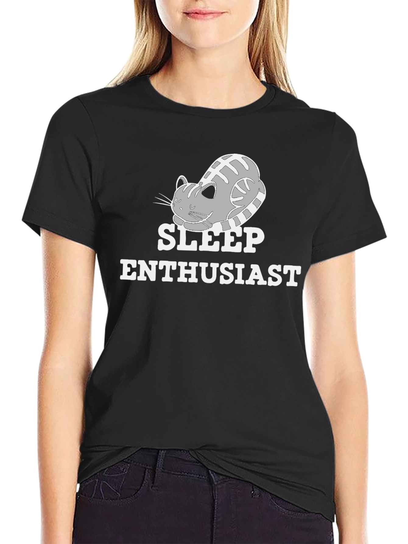 Sleep Enthusiast Cat Graphic T-Shirt